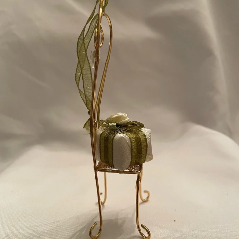 Hallmark Gold Chair Ornament with Silver and Green Details